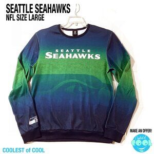 Seattle Seahawks Shirt Mens Large NFL Team Apparel Long sleeve blue green AOP